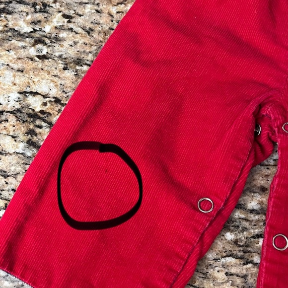 Vintage 80s 90s French Toast Red Corduroy Jumpsuit Overalls Baby 9M Lined - Picture 7 of 8